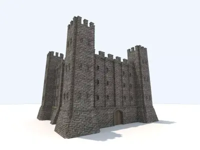 Medieval fortress interior and exterior 3D model