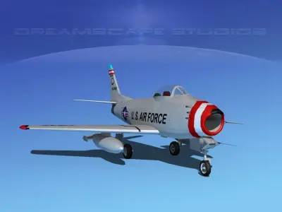 North American F-86 Sabre Jet V08 Ma ANG 3D model