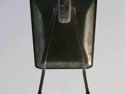 Low Poly Wheel Barrow Green Dirty Low-poly 3D model