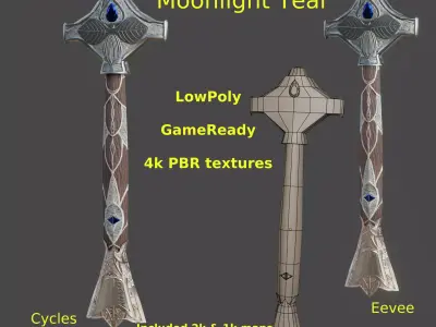 War Mace Moonlight Tear Low-poly 3D model