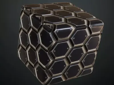 Hexagonal Sci-Fi Metal Plate PBR Seamless Texture