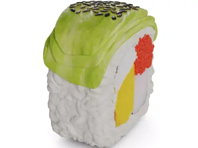 Sushi Tiger shrimp avocado sesame seeds 3D model