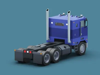 Cartoon Stylized American Semi Truck Low-poly 3D model