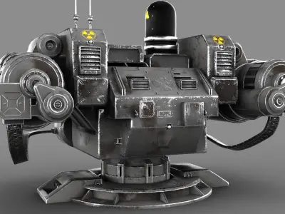Sci-fi Turret Machinegun Low-poly 3D model