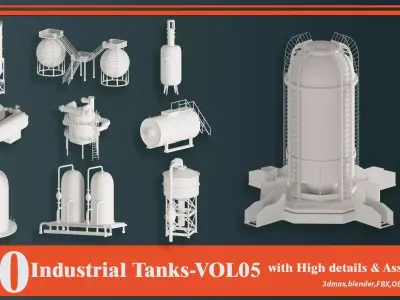 Industrial Tanks VOL-05 Low-poly 3D model