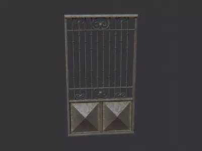 Metal Exterior Gate with Iron Bars Low-poly 3D model