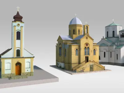 Small Churches Low-poly 3D model