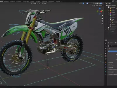 Motorcycle Dirt Bike Low-poly 3D model