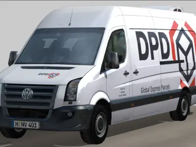 Volkswagen Crafter DPD Low-poly 3D model