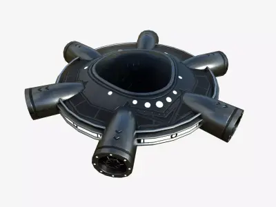 Alien Spaceship UFO J03 Dark Steel - Sci Fi Spacecraft Design Low-poly 3D model