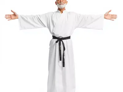 White Karate Gi model pack Low-poly 3D model
