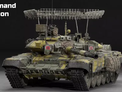 T-90A Main Battle Tank with Modular Stowage and Cope Cage Low-poly 3D model
