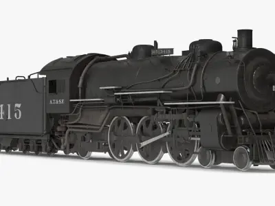 Vintage Steam Locomotive ATSF 3415 3D model