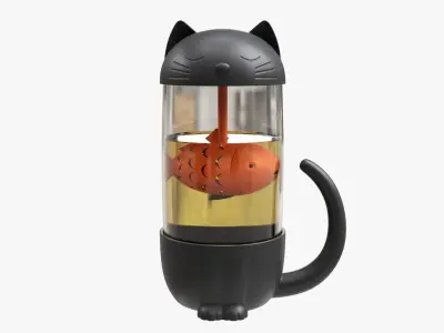 Cat-shaped teapot 3D model