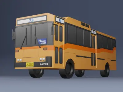 Orange Thai bus Low poly v01 Low-poly 3D model