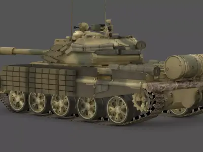  T-62MV Main Battle Tank 3D Model Soviet Cold War Modernized Low-poly 3D model