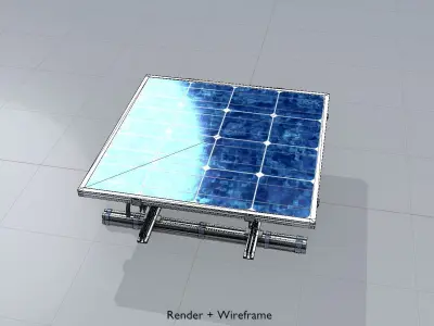 Solar module version 3 2x2m tilt angle 0 degrees with stand Low-poly 3D model