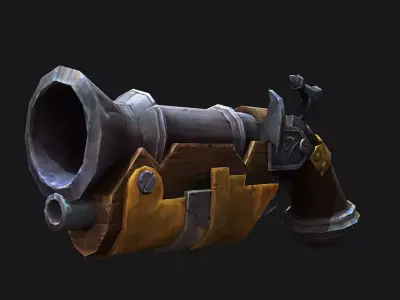 Stylized Hand painted Gun Lowpoly 3d model Low-poly 3D model