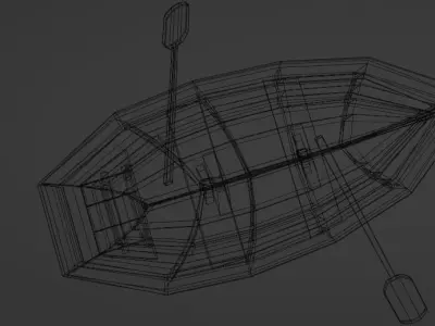 Boat LowPoly with oars and paddle Free low-poly 3D model