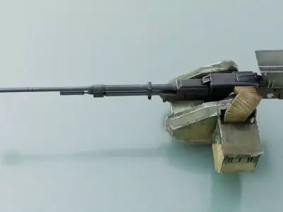 Heavy Machine gun Station  Low-poly 3D model