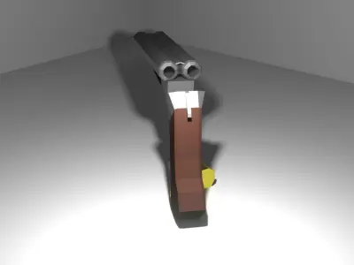 Low Poly Double Barrel Shotgun Low-poly 3D model