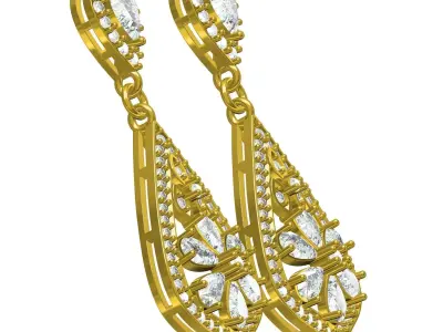 Antique Art Deco Diamond Stud Earring 2 3D print model