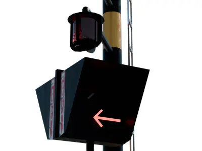 Railway crossing traffic lights 3D model