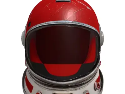 Retro Space Helmet with Red Visor 3D model