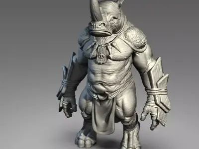 Rhino warrior 3D print model