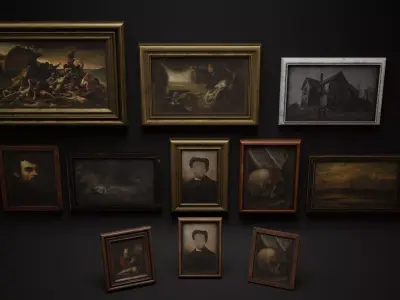 Old 3D Picture Frames Horror Pack  Game Ready Low-poly 3D model