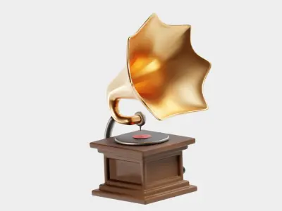 Gramophone 3d model Low-poly 3D model