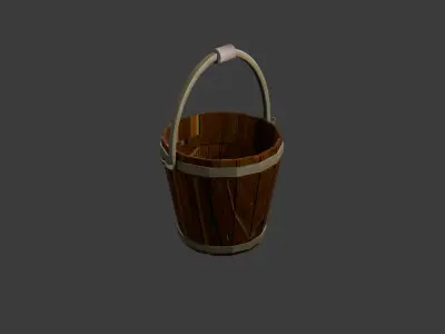 medieval water well-medieval water bucket Free low-poly 3D model