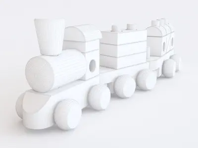 Wooden toy train color 04 3D model