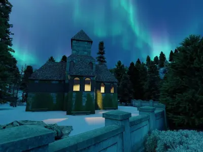 CASTLE church in woods Free 3D model