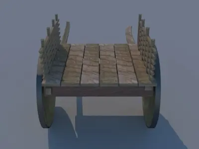 Cart Model wooden with basket 3D model