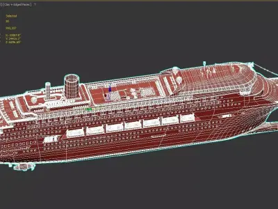 Modern Cruise Ship 300m Ocean Liner 3D model  3D model