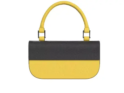 Yellow Leather Baguette Bag 3D model