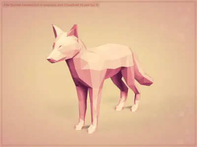 LowPoly Fox Figurine -- Ready for 3D Printing Low-poly 3D model
