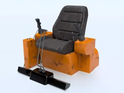 Excavator Digger Truck Cab Interior Low-poly 3D model