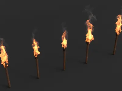 Volumetric Handheld Torch Flame VDB Set for Blender 3D model