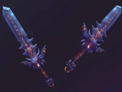 Stylized Witcher Sword Low-poly 3D model