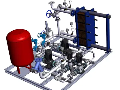 Plate heat exchanger unit 3D model