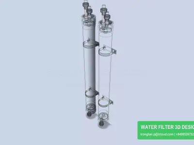 Dual Frp Ro Membrane Housing 4040 Pressure Vessels For RO System 3D model