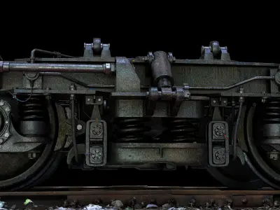 Railway Bogie of Passenger Wagon Low-poly 3D model