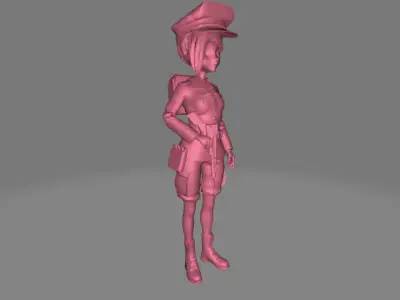 Female Army 3D Model Low-poly 3D model