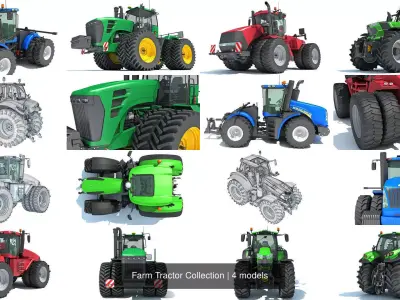 Farm Tractor Collection 3D Model Pack