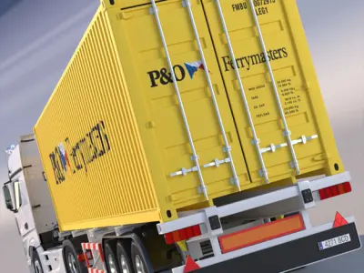 Mercedes Actros MP4 Gigaspace Truck with 40ft Container 3D model