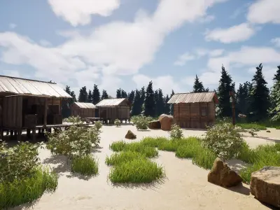 Mountain Village Landscape 3D model 4