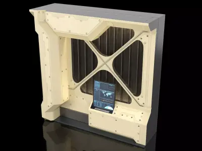 Sci-fi Ventilation Part Interior With Terminal PBR 3D model
