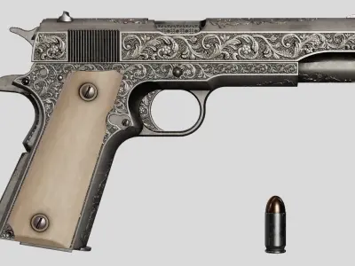 Colt M1911 Standard Carved Version Low-poly 3D model